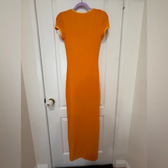 Tiger Mist Viv Maxi Dress Orange Bodycon Cutout Slit Maxi Dress Size Small NWT - Picture 8 of 8